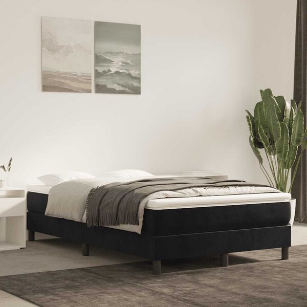 Krevet box spring s madracem crni 120 x 190 cm baršunasti - Crna / 120 x 190 cm