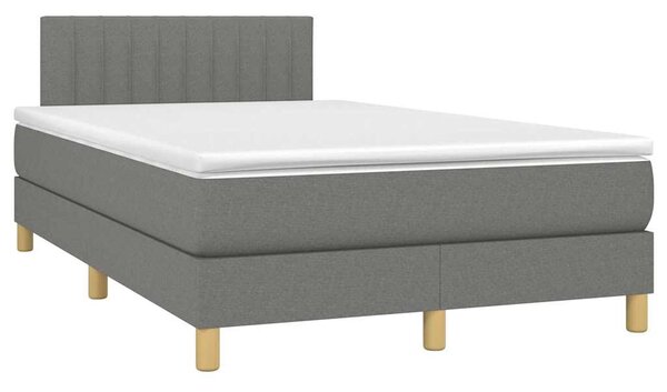 Krevet box spring s madracem LED tamnosivi 120 x 190 cm tkanina - Siva / 120 x 190 cm