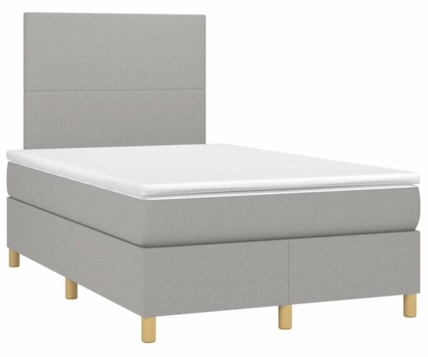 Krevet s oprugama i madracem LED svjetlosivi 120x190 cm tkanina - Siva / 120 x 190 cm