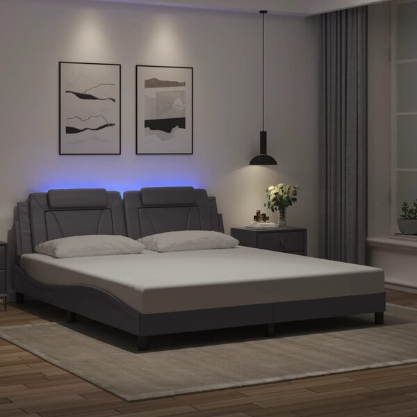 Okvir kreveta Viana s LED-om bez madraca sivi 180 x 200 cm - Siva / 180 x 200 cm