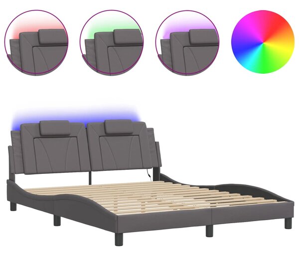 Okvir kreveta Viana s LED-om bez madraca sivi 160 x 200 cm - Siva / 160 x 200 cm