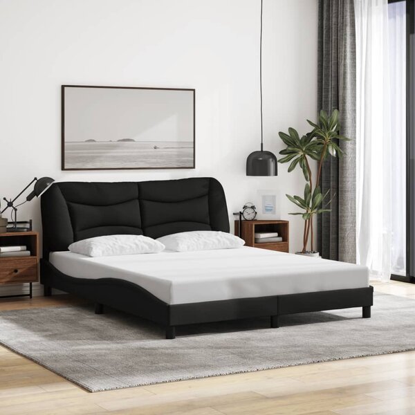 Okvir kreveta s LED-om bez madraca Hvar crni 160x200 cm od tkanine - Crna / 160 x 200 cm