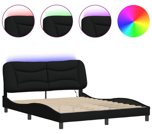 Okvir kreveta s LED-om bez madraca Hvar crni 160x200 cm od tkanine - Crna / 160 x 200 cm