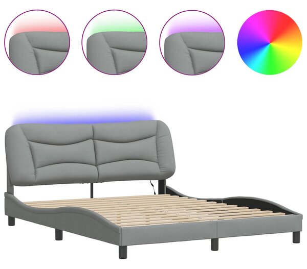 Okvir kreveta s LED-om bez madraca Hvar 160 x 200 cm od tkanine - Siva / 160 x 200 cm