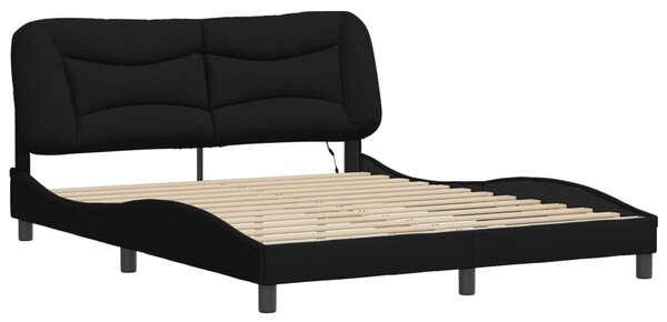 Okvir kreveta s LED-om bez madraca Hvar crni 160x200 cm od tkanine - Crna / 160 x 200 cm