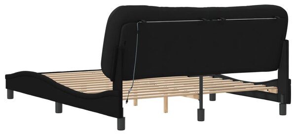 Okvir kreveta s LED-om bez madraca Hvar crni 160x200 cm od tkanine - Crna / 160 x 200 cm