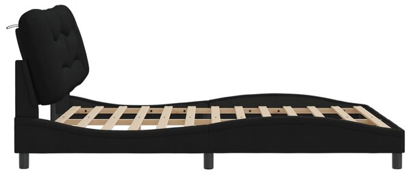 Okvir kreveta s LED-om bez madraca Hvar crni 160x200 cm od tkanine - Crna / 160 x 200 cm