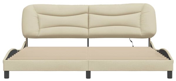 Okvir kreveta s LED-om bez madraca Hvar krem 200 x 200 cm od tkanine - Krema / 200 x 200 cm