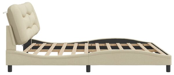 Okvir kreveta s LED-om bez madraca Hvar krem 200 x 200 cm od tkanine - Krema / 200 x 200 cm