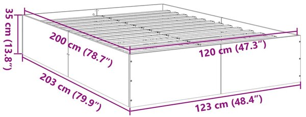 Okvir kreveta boja hrasta 120x200 cm od konstruiranog drva - Smeđa / 120 x 200 cm