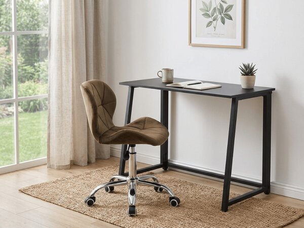 Set za radnu sobu ZARIMO stol 80x40 cm, crna + stolica AVOLA VELVET, smeđa