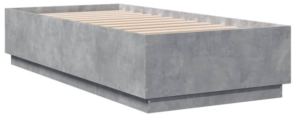Okvir kreveta s LED svjetlima boja betona 100 x 200 cm drveni - Siva / 100 x 200 cm