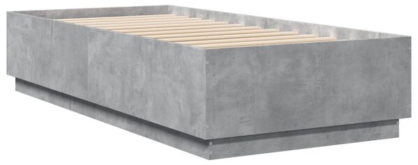 Okvir kreveta s LED svjetlima boja betona 100 x 200 cm drveni - Siva / 100 x 200 cm