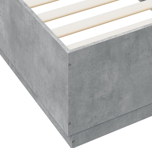 Okvir kreveta s LED svjetlima boja betona 100 x 200 cm drveni - Siva / 100 x 200 cm
