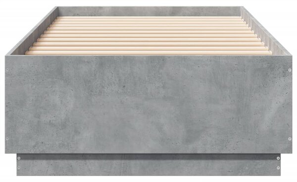 Okvir kreveta s LED svjetlima boja betona 100 x 200 cm drveni - Siva / 100 x 200 cm