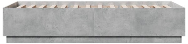 Okvir kreveta s LED svjetlima boja betona 100 x 200 cm drveni - Siva / 100 x 200 cm