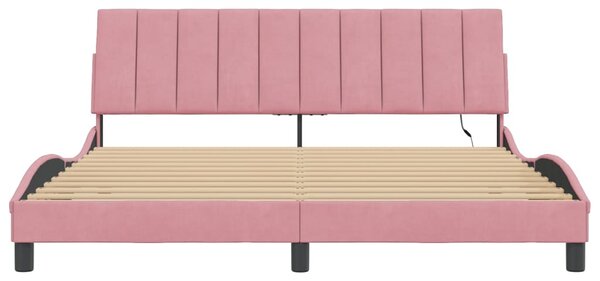 Okvir kreveta s LED-om bez madraca Hanko ružičasti 180 x 200 cm baršunasti - Ružičasti / 180 x 200 cm