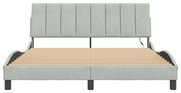 Okvir kreveta s LED-om bez madraca Hanko svjetlosivi 160x200 cm baršunasti - Siva / 160 x 200 cm