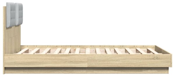 Okvir kreveta s uzglavljem LED boja hrasta sonome 120 x 190 cm - Smeđa / 120 x 190 cm