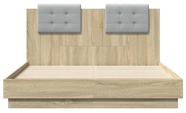 Okvir kreveta s uzglavljem LED boja hrasta sonome 120 x 190 cm - Smeđa / 120 x 190 cm