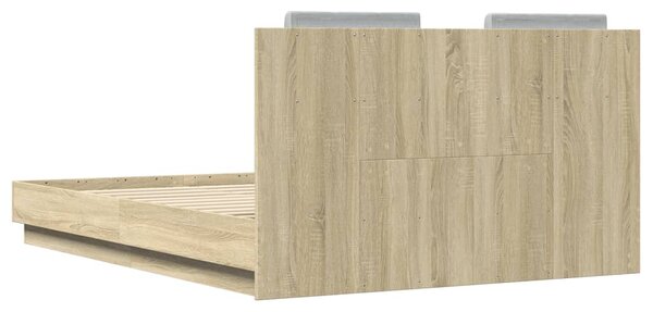 Okvir kreveta s uzglavljem LED boja hrasta sonome 120 x 190 cm - Smeđa / 120 x 190 cm