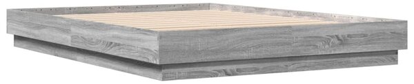 Okvir kreveta s LED svjetlima siva boja hrasta 150 x 200 cm - Siva / 150 x 200 cm