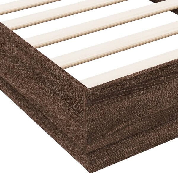 Okvir kreveta s LED svjetlima smeđa boja hrasta 75 x 190 cm - Smeđa / 75 x 190 cm