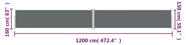 Uvlačiva bočna tenda antracit 160 x 1200 cm - Antracitno siva / 160 x 1200 cm