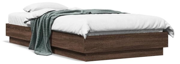 Okvir kreveta s LED svjetlima smeđa boja hrasta 75 x 190 cm - Smeđa / 75 x 190 cm