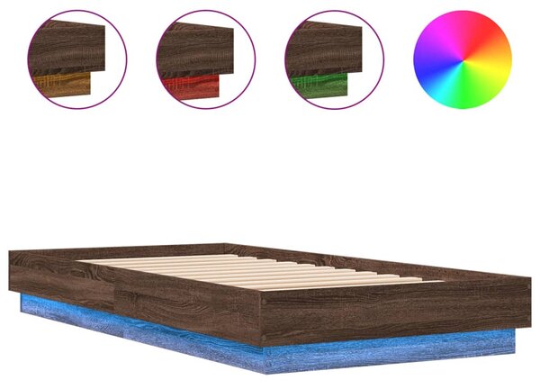 Okvir kreveta s LED svjetlima smeđa boja hrasta 75 x 190 cm - Smeđa / 75 x 190 cm