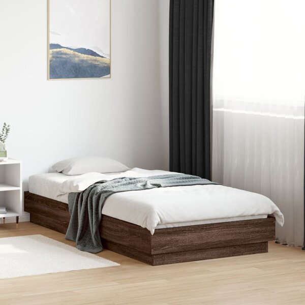 Okvir kreveta s LED svjetlima smeđa boja hrasta 75 x 190 cm - Smeđa / 75 x 190 cm