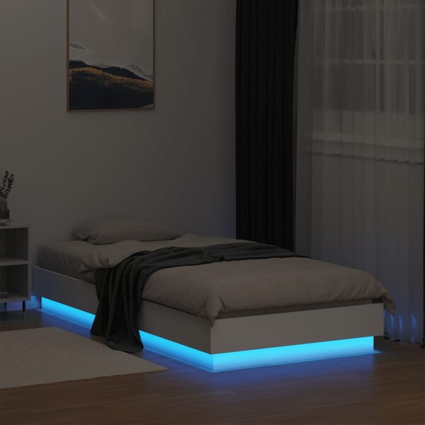 Okvir kreveta s LED svjetlima bijeli 75 x 190 cm - Bijela / 75 x 190 cm