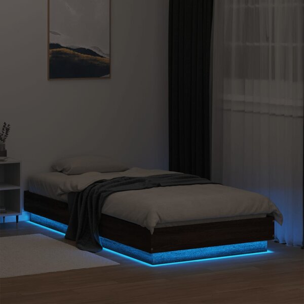Okvir kreveta s LED svjetlima smeđa boja hrasta 75 x 190 cm - Smeđa / 75 x 190 cm