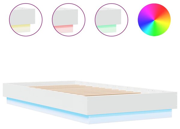Okvir kreveta s LED svjetlima bijeli 75 x 190 cm - Bijela / 75 x 190 cm