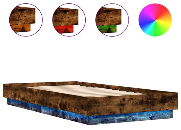 Okvir kreveta s LED svjetlima dimljena boja hrasta 75 x 190 cm - Smeđa / 75 x 190 cm