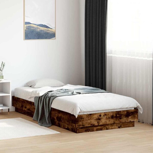 Okvir kreveta s LED svjetlima dimljena boja hrasta 75 x 190 cm - Smeđa / 75 x 190 cm