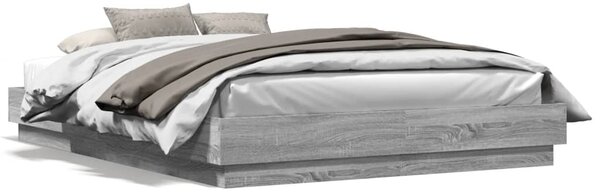Okvir kreveta s LED svjetlima siva boja hrasta 150 x 200 cm - Siva / 150 x 200 cm