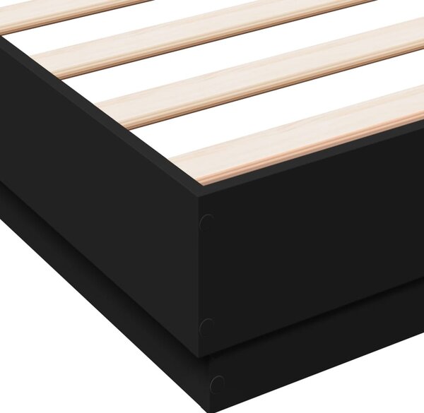 Okvir kreveta s LED svjetlima crni 150 x 200 cm - Crna / 150 x 200 cm