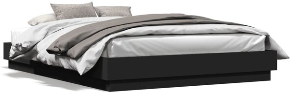 Okvir kreveta s LED svjetlima crni 150 x 200 cm - Crna / 150 x 200 cm