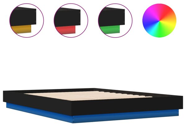 Okvir kreveta s LED svjetlima crni 150 x 200 cm - Crna / 150 x 200 cm