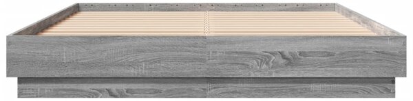 Okvir kreveta s LED svjetlima siva boja hrasta 150 x 200 cm - Siva / 150 x 200 cm
