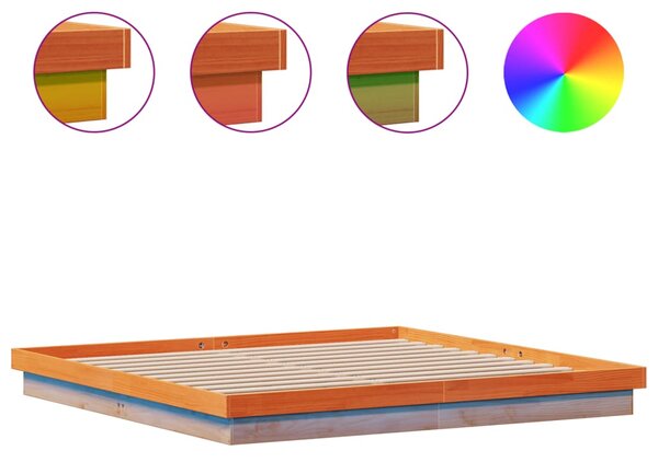 LED okvir kreveta voštano smeđi 200x200 cm od masivne borovine - Smeđa / 200 x 200 cm