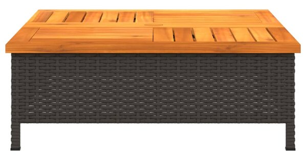 Vrtni stol crni 70 x 70 x 25 cm od ratana i bagremovog drva - Crna / N/A