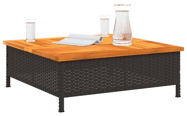 Vrtni stol crni 70 x 70 x 25 cm od ratana i bagremovog drva - Crna / N/A