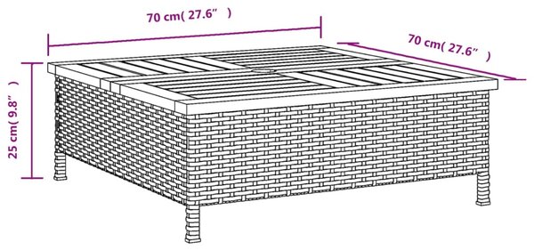 Vrtni stol crni 70 x 70 x 25 cm od ratana i bagremovog drva - Crna / N/A