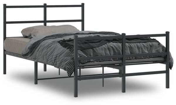 Metalni okvir kreveta s uzglavljem i podnožjem crni 120x190 cm - Crna / 120 x 190 cm