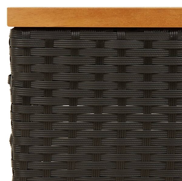 Vrtni stol crni 70 x 70 x 25 cm od ratana i bagremovog drva - Crna / N/A