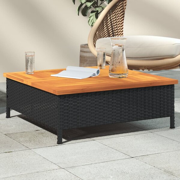 Vrtni stol crni 70 x 70 x 25 cm od ratana i bagremovog drva - Crna / N/A