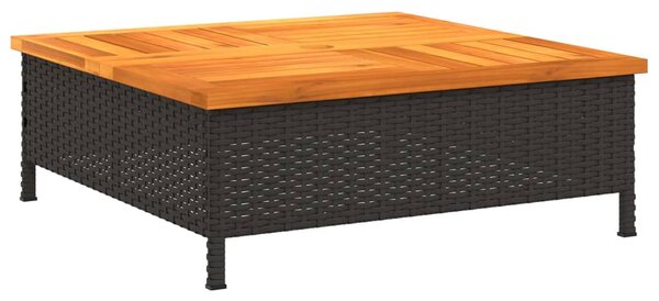 Vrtni stol crni 70 x 70 x 25 cm od ratana i bagremovog drva - Crna / N/A