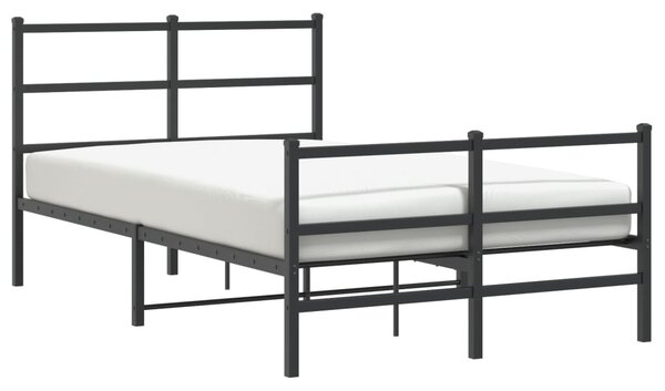 Metalni okvir kreveta s uzglavljem i podnožjem crni 120x190 cm - Crna / 120 x 190 cm